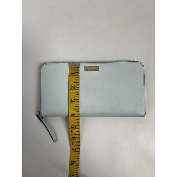 Kate Spade Zip Around Wallet Light Blue Leather Accessories Purse Designer Long - Picture 5 of 11